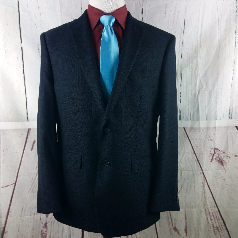 Calvin Klein Macy's Store 44R 2 Button Black Birdseye Suit Blazer Jacket